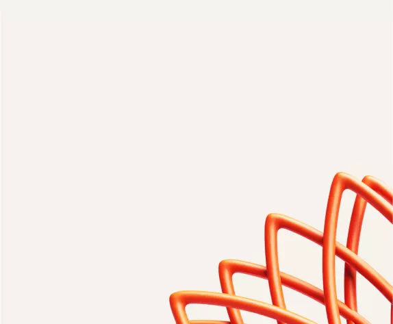 Sand coloured background with orange graphic